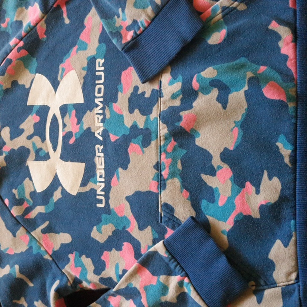 Under Armour Blue Camo Hoodie with Pink and White - Picture 3 of 7